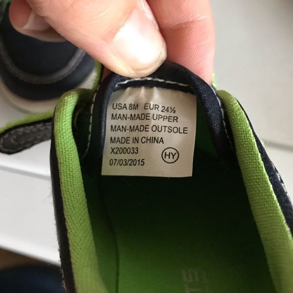 ELEMENTS navy neon green Velcro shoes sneakers size 8 m toddler - Picture 5 of 8